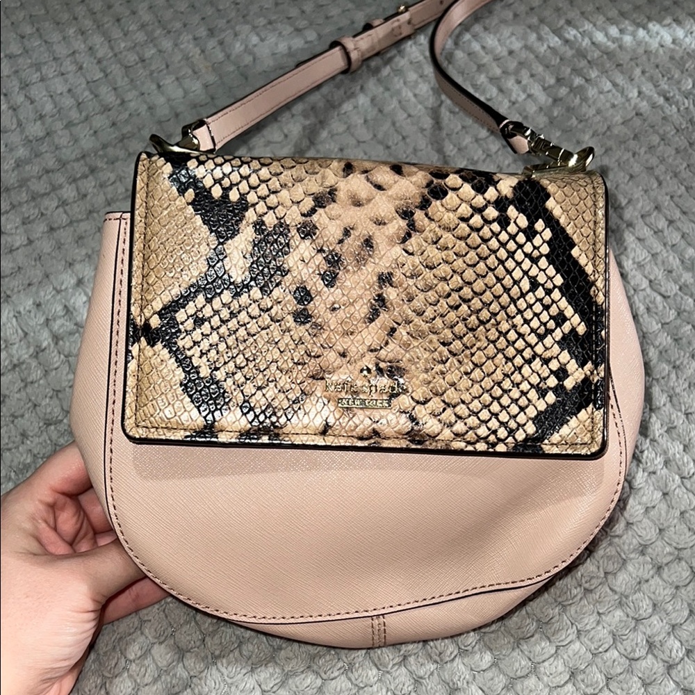 Kate Spade Snake Print and Pink Leather Crossbody Bag